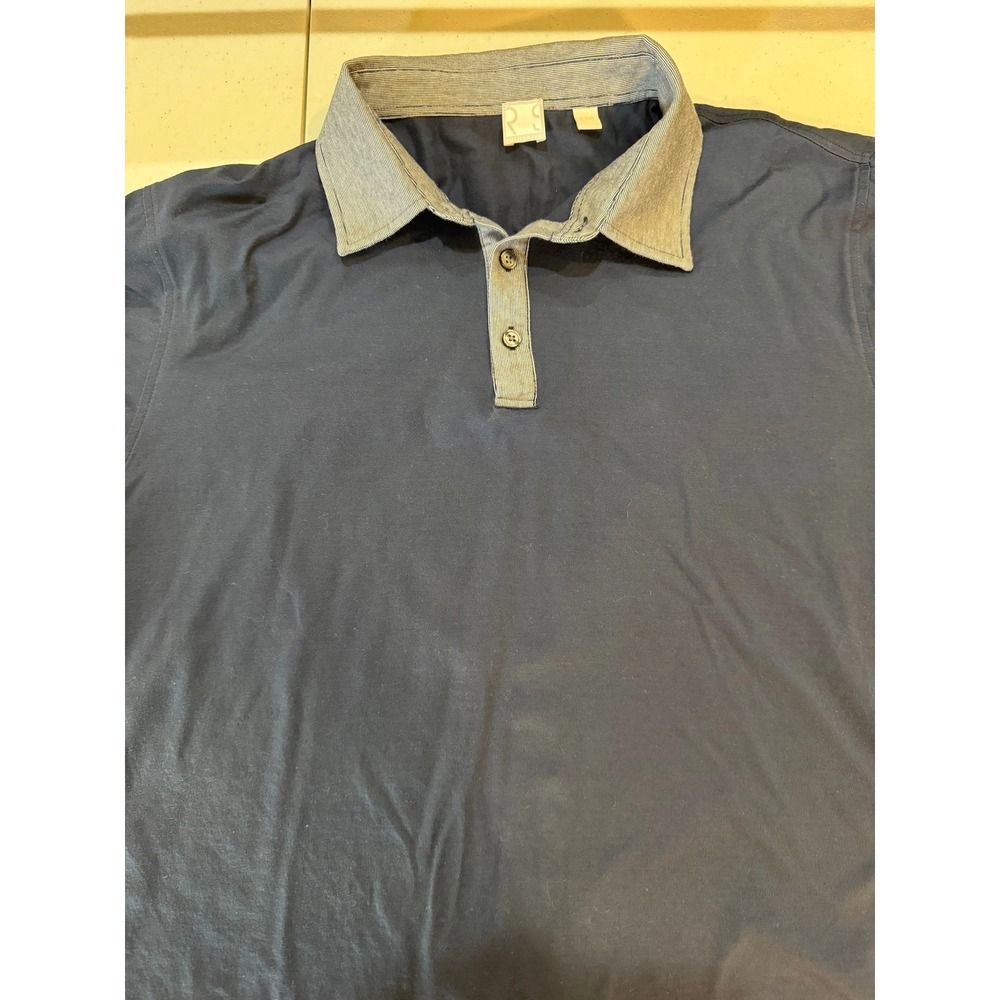 Mens Polo Shirt XL Navy Blue Gray Short Sleeve Casual